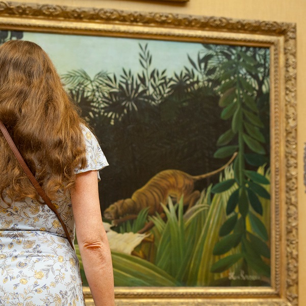 Female looking at a painting at the Barnes Museum
